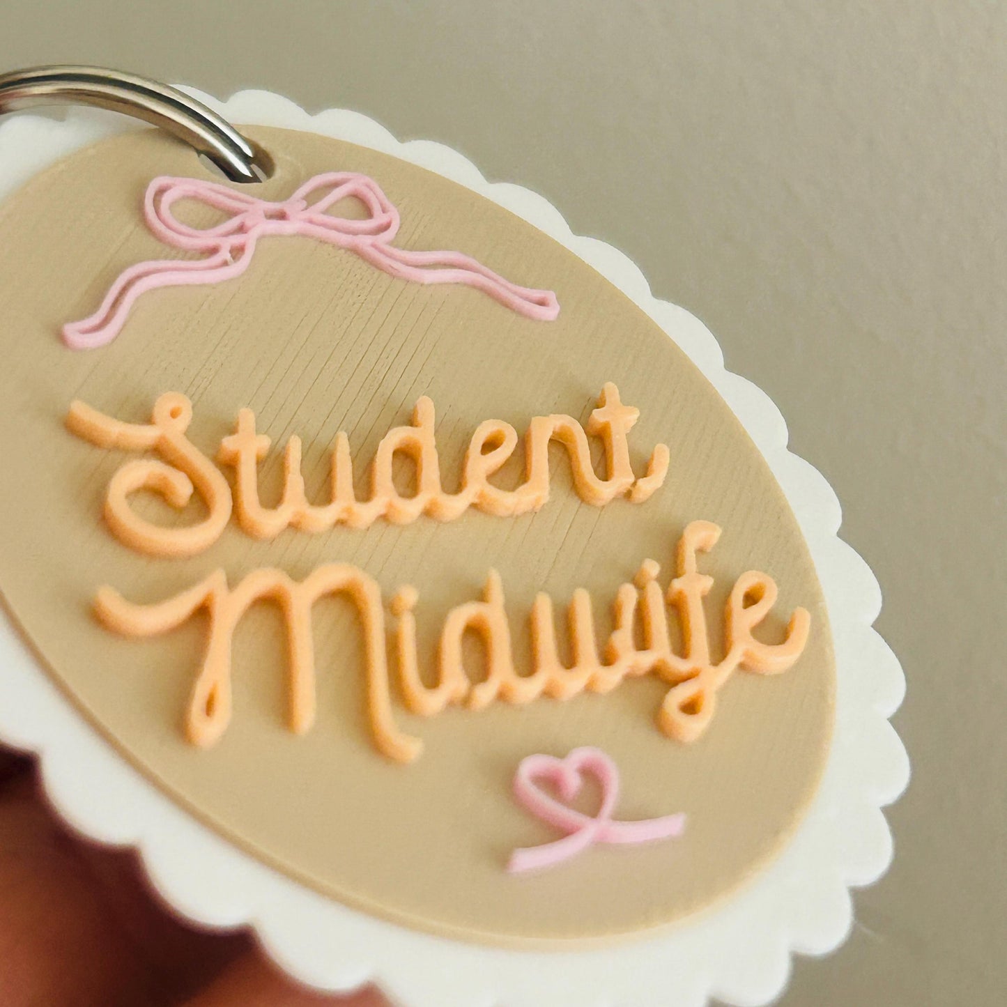 Student Midwife scalloped keyring bag charm