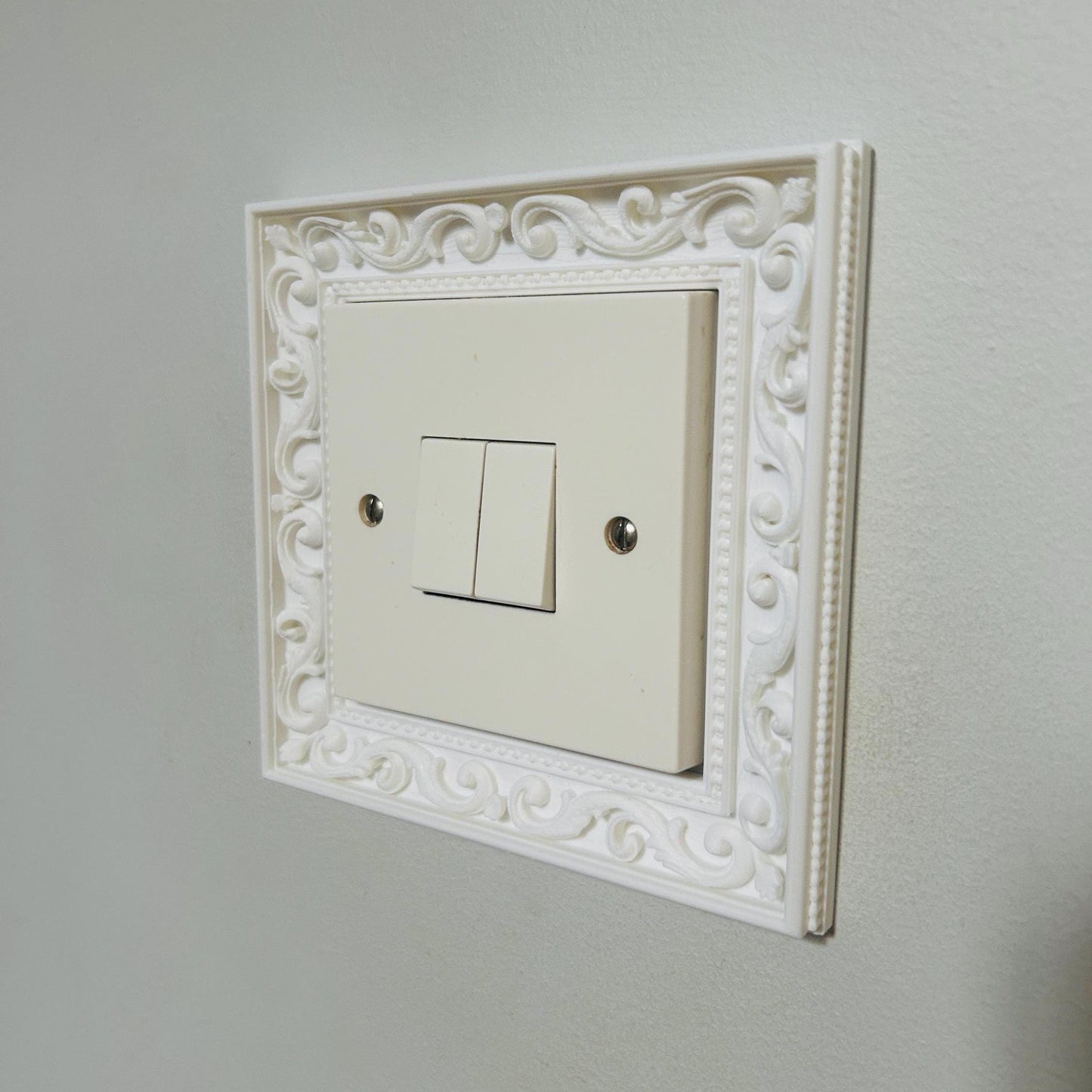 3D White Ornate detailed light switch surround - DIY room wall decor, New Home Gift