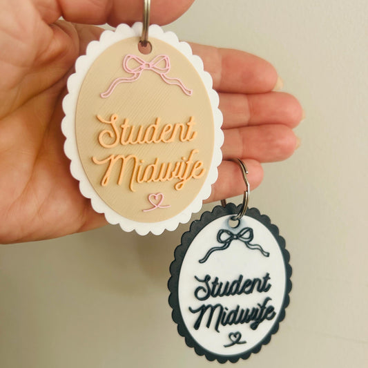 Student Midwife scalloped keyring bag charm