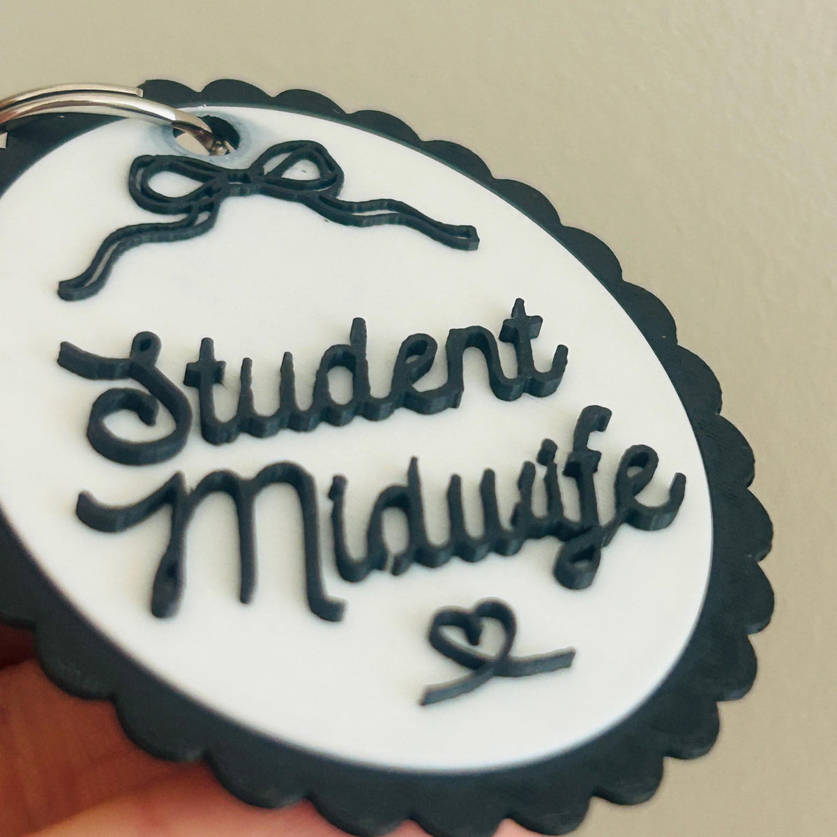 Student Midwife scalloped keyring bag charm